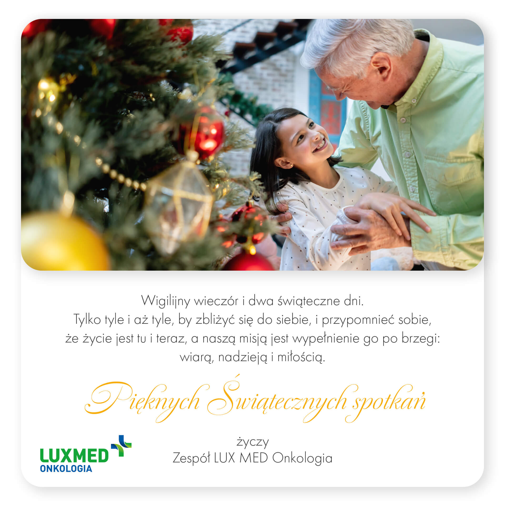 Wesołych Świąt i szczęśliwego nowego roku życzy LUX MED Onkologia